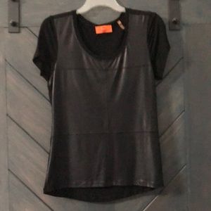 Leather look t-shirt